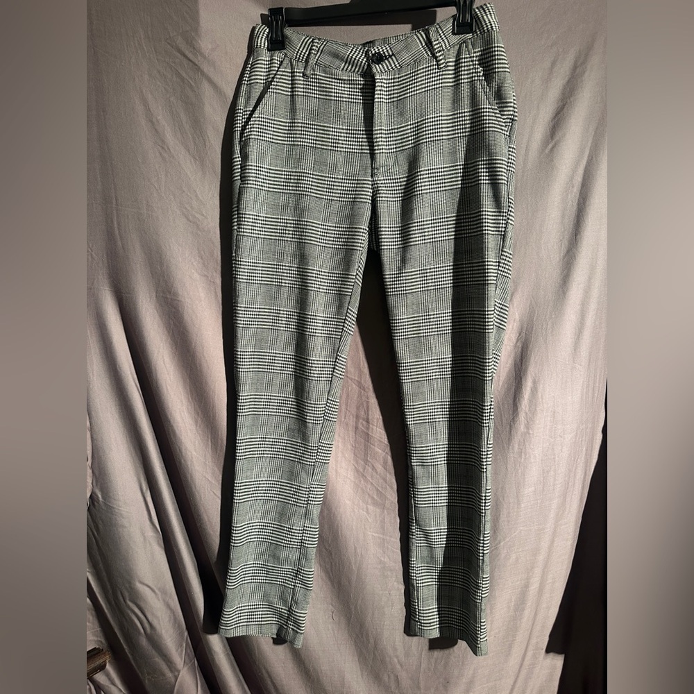 Hot Topic Black White Plaid Skinny Pants Size 28 Stretch Trouser Goth Punk